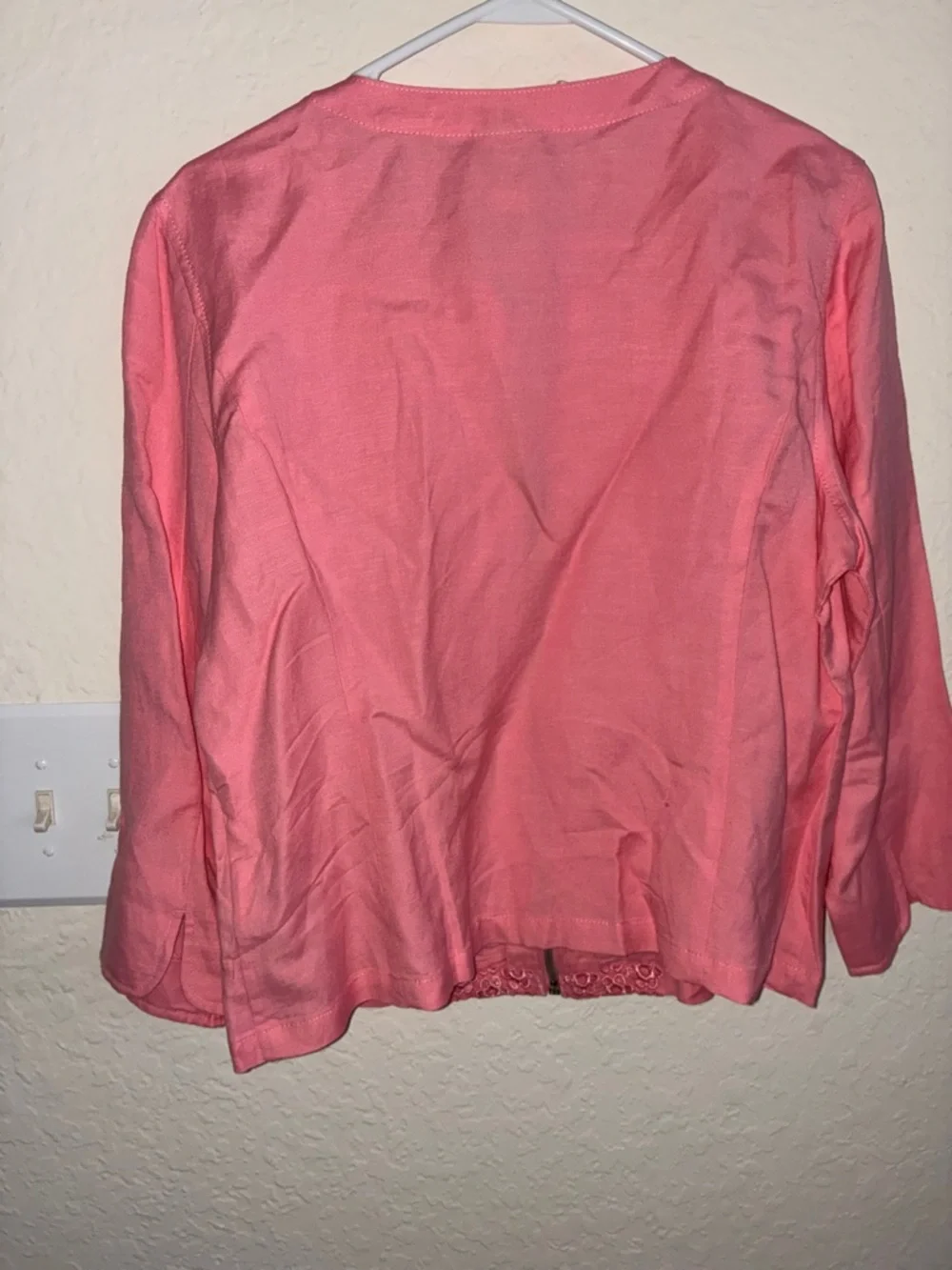 Ruby Rd.  Zip-Up Cardigan with Floral Lace Panel - Picture 8 of 13
